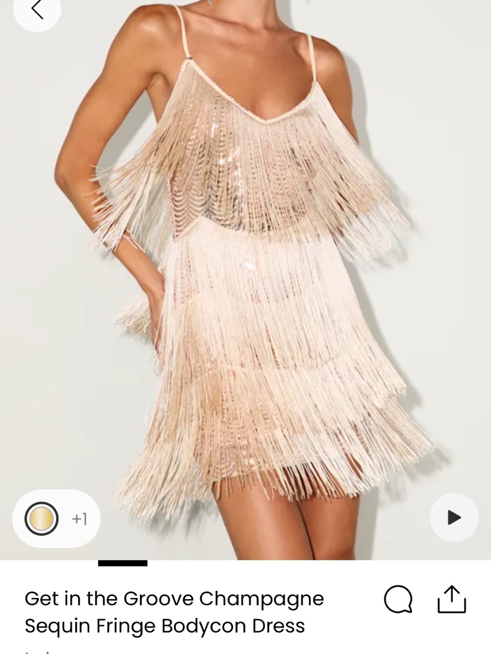 Lulu's Champagne  Pink Fringe Slip Dress